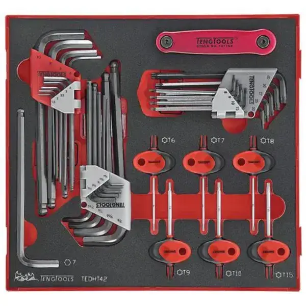 TENG TOOLS-Teng – 42Pc Master Key Set-TEDHT42 Teng Tools-Teng - 42Pc Master Key Set-Tedht42: Includes Metric And Inch Hex Keys;Tx Keys And Mini Tx Keys;Also Includes A Handy Fold Up Key Set Including Hex