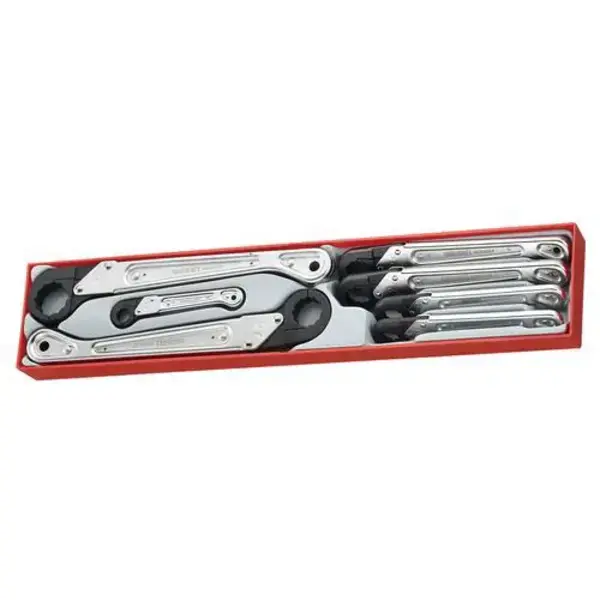 Teng Tools-7 Pc Quick Wrench Mm Spanner Set-Ttxqrs07: Special Design For Loosening And Tightening Pipe And Hose Couplings;Ideal For Use In Confined Spaces;Ring End Has A Clever Design So That It Opens Up Easily To Access The Nut On The Coupling;Organised In A Tool Tray Module Size X4 (Ttx4)
