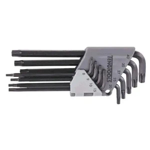 Teng Tools-9 Pc Tx Wrench Key Set-1479Tx: Chrome Vanadium Steel With A Black Finish;Each Key Can Be Easily Removed Or Used By Simply Twisting In It'S Individual Holder;Supplied With A Folding Plastic Holder To Keep The Keys Together