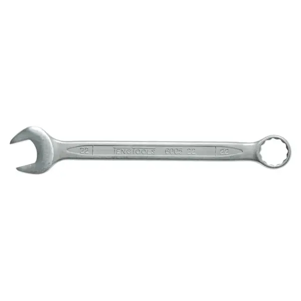 Teng Tools-Combination Spanner 22Mm-600522: A Ring And Open Ended Spanner Combined With The Same Size Opening At Each End;Off Set At 15° For Easier Use On Flat Surfaces;Tengtools Hip Grip Design For Contact With The Flat Side Of The Fastening;Chrome Vanadium Satin Finish;Designed And Manufactured To Din3113A