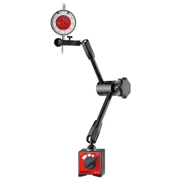 TENG TOOLS-Dial Indicator With Stand-DGMM Teng Tools-Dial Indicator With Stand-Dgmm: Aluminium Dial Indicator;57Mm Diameter Dial With A Turnable Scale And Two Tolerance Indexes;An Extra Pointer Indicates Whole Millimetres To Make Measurements Simple;The Stand Has Central Locking;A Strong Magnet In The Base To Hold The Stand In Place When In Use