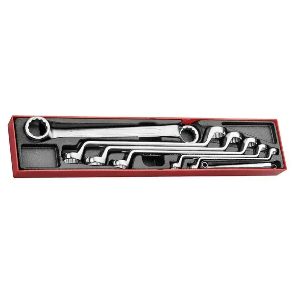 TENG TOOLS-Spanner Set Double Ring 7 Pieces Af-TTX6707 Teng Tools-Spanner Set Double Ring 7 Pieces Af-Ttx6707: Different Size At Each End To Give 12 Sizes In Total;Double Curved Heads Offset At 75° For Easier Use On Flat Surfaces;Chrome Vanadium Satin Finish;Tengtools Hip Grip Design For Contact With The Flat Side Of The Fastening;Organised In A Tool Tray Module Size X4 (Ttx4)