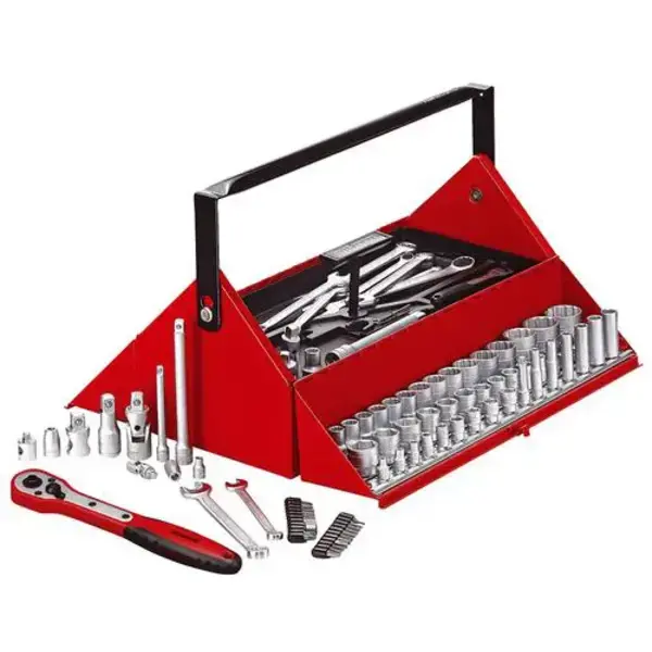 Teng Tools-Tool Kit 187 Pieces With Carrying Bo-Tc187: A Comprehensive Selection Of Tools For Mechanics;Supplied In The Tengtools Barn Style Tool Box With Aluminium Clip Rails And Tools Storage Areas;Padlock Facility And Full Length Piano Hinges With Turned Edges For Added Safety