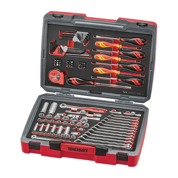 Teng Tools-Tool Kit Tc-6T Eva 112 Piece-Tc-6Te01: Supplied In The Unique Tengtools Service Case With The Tools Supplied In 2 Foam3 Sets.;Tools Held In Place Using Three Colour Pre-Cut High-Density Eva Foam Clearly Showing Where Each Tool Belongs.;Hard Wearing Carrying Case With Distinctive Branding.;Robust Moulded Body With Built In Strength And Durability.;Handle On Side Make It Easy To Carry