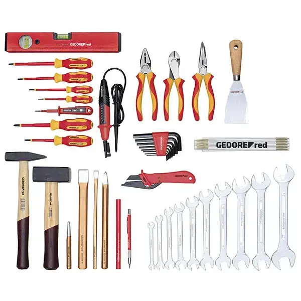 Gedore Red-Double Open-Ended Spanners: Acc. To Din 3110; Iso 3318; Iso 1085; Iso 10102; Jaw Set At 15°; Matt Satin Chrome-Plated Finish; Chrome-Vanadium Steel