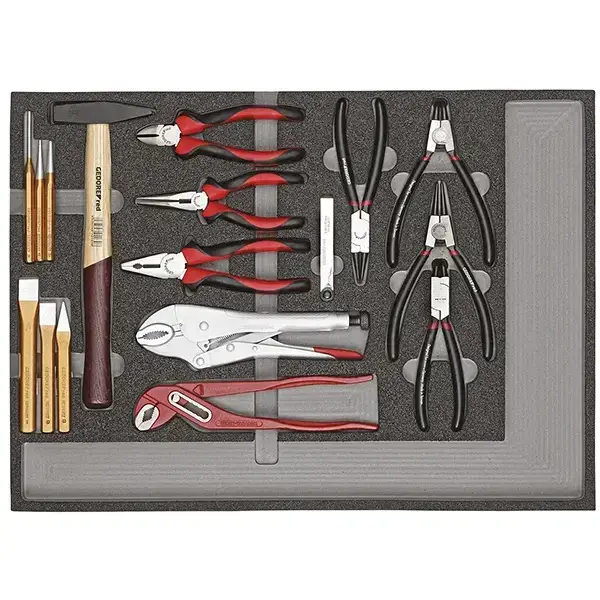 Gedore Red-Bent Nose Telephone Pliers; Straight: To Din Iso 5745; Straight Gripping Surfaces; Lengthways-Serrated; Inductively Hardened Cutting Edges; 2-Component-Handle; Chrome-Vanadium Steel