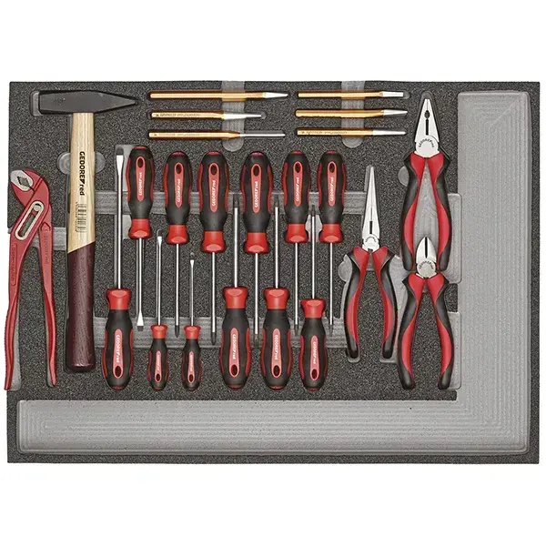 Gedore Red-Combination Pliers: To Din Iso 5746; Gripping Zones For Flat And Round Material; Inductively Hardened Cutting Edges; 2-Component-Handle; Chrome-Vanadium Steel
