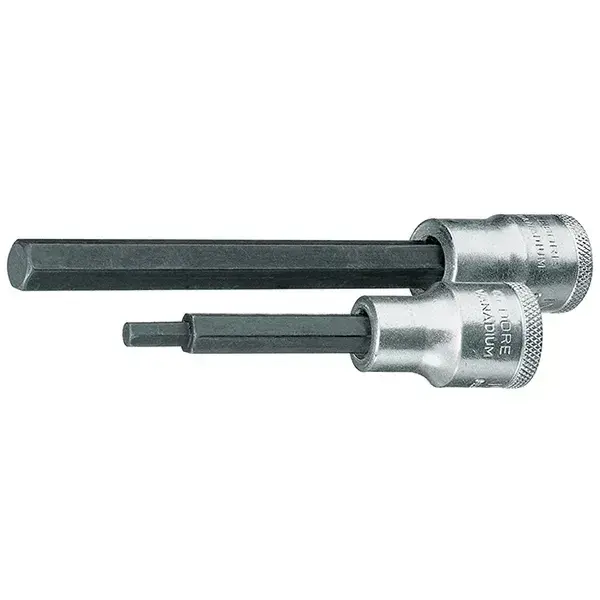 Gedore-Manually Operated Sockets With Knurled Base. For Hexagon Head Screws. Bits: Chrome Vanadium Steel 59Crv4. Sockets: Chrome Vanadium Steel 31Crv3.-In 19L5-90: Manually Operated Sockets With Knurled Base. For Hexagon Head Screws. Bits: Chrome Vanadium Steel 59Crv4. Sockets: Chrome Vanadium Steel 31Crv3.