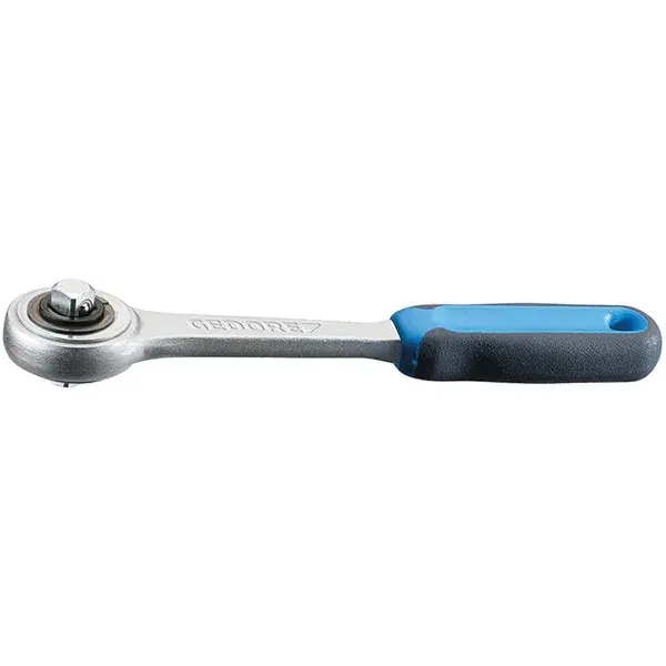 Gedore-Return Angle Of Five Degrees. Non-Slip 2-Component Handle With Hanging Hole. For Hand-Operated Sockets And Accessories With Square Drive. Ball Locking Device. Gedore Vanadium Steel 31Crv3; Chrome Plated.-2093 Z-94: Return Angle Of Five Degrees. Non-Slip 2-Component Handle With Hanging Hole. For Hand-Operated Sockets And Accessories With Square Drive. Ball Locking Device. Gedore Vanadium Steel 31Crv3; Chrome Plated.