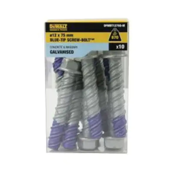 DEWALT-(DFMBT1275G-M): Dewalt Bluetip Galvanised Hex 12X75Mm (Pack Of 10)