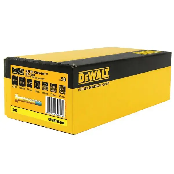 DEWALT-(DFMBT65100-H): Dewalt Bluetip Zinc Hex 6.5X100Mm (Pack Of 4)