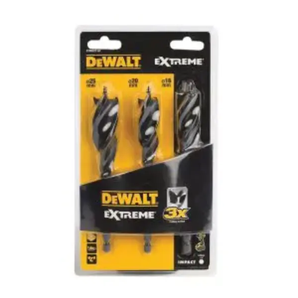 DEWALT-(DT90237-QZ) DEWALT-(DT90237-QZ): Dewalt Extreme Tri Flute Drill Bit 3 Piece Set 152Mm
