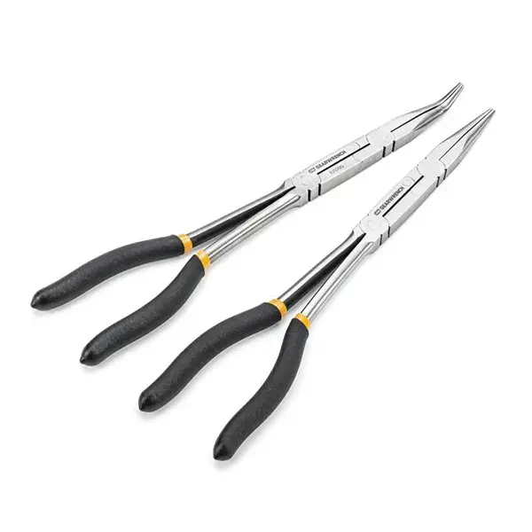 GEARWRENCH-(82106): Gearwrench Double-X Pliers Are Ideal For Extremely Confined Spaces Because Of Their Compound Joint That Allows Access With Minimal Handle Movement And Their Narrow Profiles. They Also Offer Maximum Reach Without Exceeding The Center Point Of Interference. The Jaws Open Wider Than The Handle For Added Reach In Confined Work Areas. Double-X Pliers Are Available In A Variety Of Styles