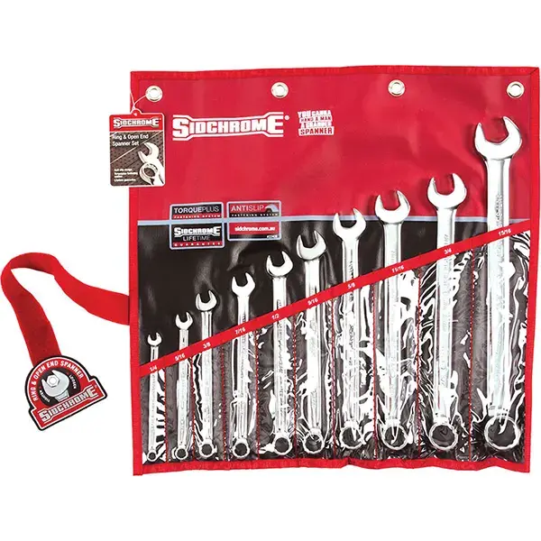 SIDCHROME-(SCMT22408): Sidchrome Spanner Set Combination Af 10 Pieces