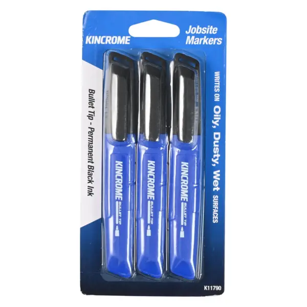 Kincrome-Perm Marker Med B/Pt 3Pk - Blk-K11790: Perm Marker Med B/Pt 3Pk - Blk