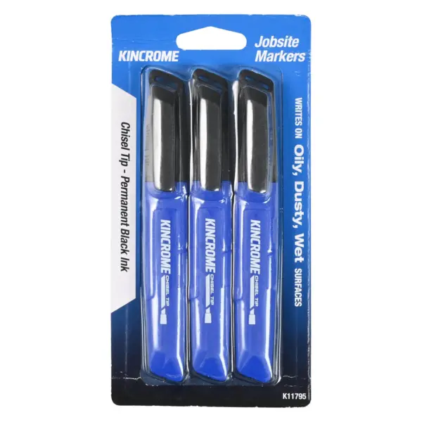 Kincrome-Perm Marker Med C/Pt 3Pk - Blk-K11795: Perm Marker Med C/Pt 3Pk - Blk