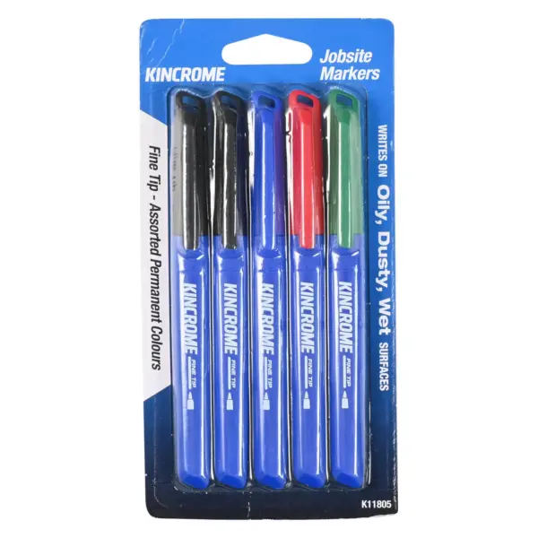 Kincrome-Fine Tip Marker 5Pk - Mixed-K11805: Fine Tip Marker 5Pk - Mixed