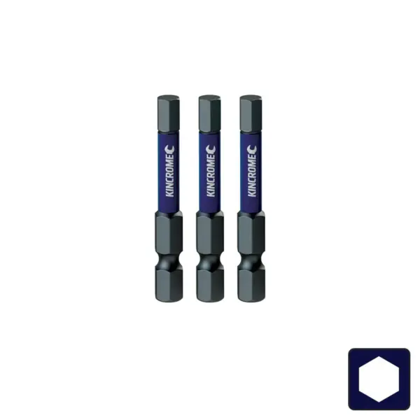 Kincrome-Impact Bit Hex 4Mm 50Mm 3 Pck-K21330: Impact Bit Hex 4Mm 50Mm 3 Pck