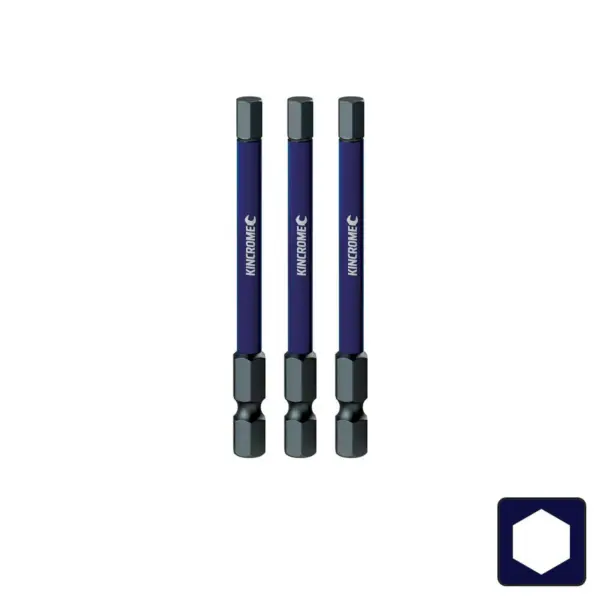 Kincrome-Impact Bit Hex 4Mm 75Mm 3 Pck-K21334: Impact Bit Hex 4Mm 75Mm 3 Pck