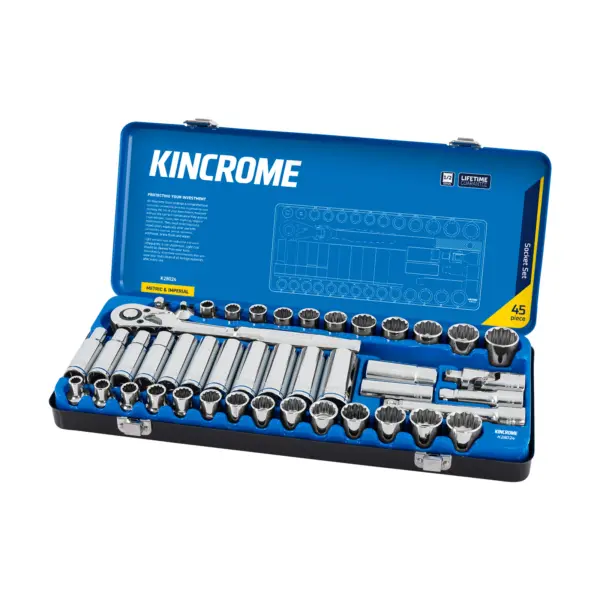 KINCROME-Skt Set 45P 1/2D Met/Af Std/Dp-K28024 Kincrome-Skt Set 45P 1/2D Met/Af Std/Dp-K28024: Skt Set 45P 1/2D Met/Af Std/Dp