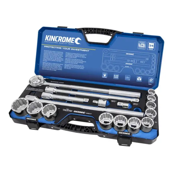 KINCROME-Socket Set 3/4 Drv 17P Met-K28047 Kincrome-Socket Set 3/4 Drv 17P Met-K28047: Socket Set 3/4 Drv 17P Met