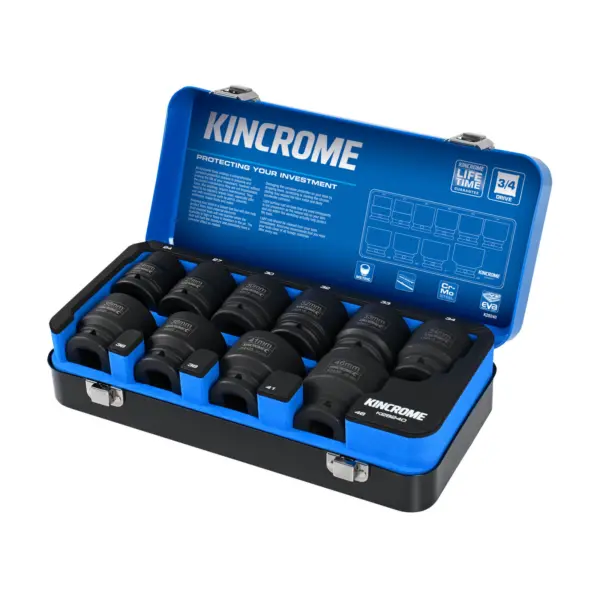 KINCROME-Impact Skt Set 3/4″ Dr 10P Met-K28240 Kincrome-Impact Skt Set 3/4
