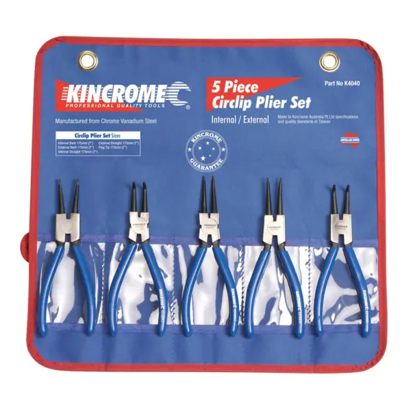 KINCROME-5Pce Circlip Plier Set-K4040 Kincrome-5Pce Circlip Plier Set-K4040: 5Pce Circlip Plier Set