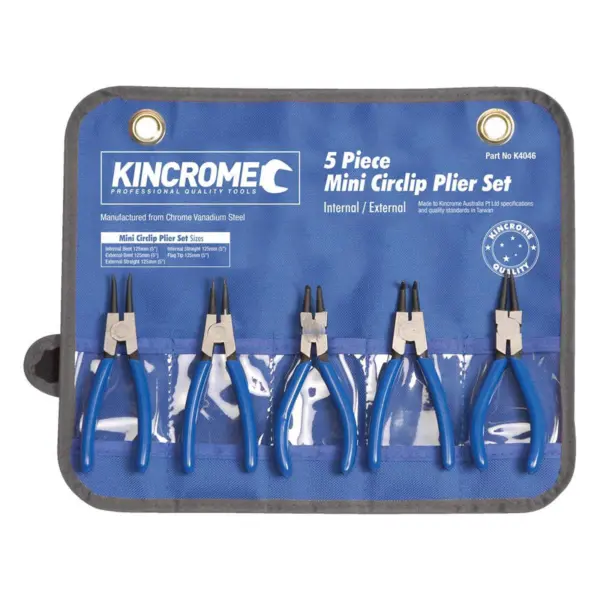 KINCROME-5Pce Mini Circlip Plier Set-K4046 Kincrome-5Pce Mini Circlip Plier Set-K4046: 5Pce Mini Circlip Plier Set