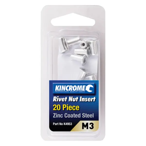 KINCROME-Rivnut Zinc Steel M3 20 Piece-K4953 Kincrome-Rivnut Zinc Steel M3 20 Piece-K4953: Rivnut Zinc Steel M3 20 Piece