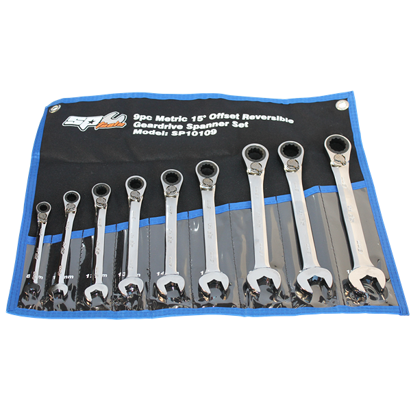 SP TOOLS-SP10109 Sp Tools-Sp10109: 9Pc Metric 15º Offset Reversible Geardrive Spanner Set
