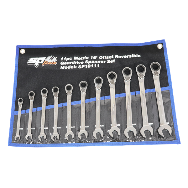 Sp Tools-Sp10111: 11Pc Metric 15° Offset Reversible Geardrive Spanner Set