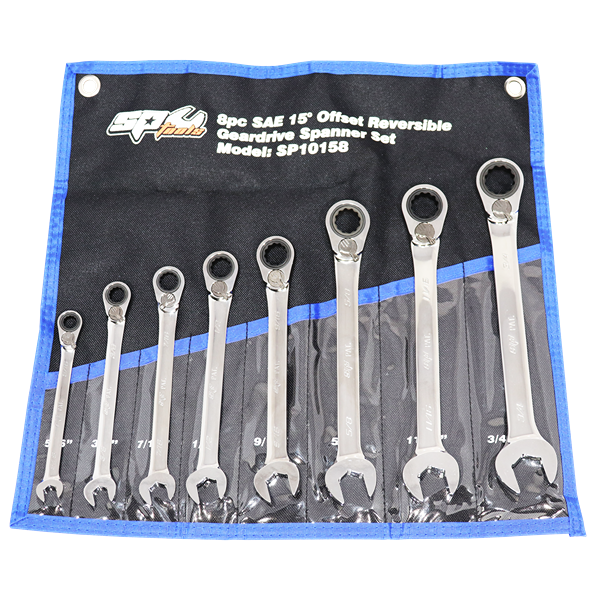 Sp Tools-Sp10158: 8Pc Sae 15° Offset Reversible Geardrive Spanner Set