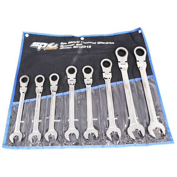 Sp Tools-Sp10318: 8Pc Metric Flexhead Geardrive Spanner Set
