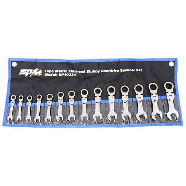 Sp Tools-Sp10334: 14Pc Metric Stubby Flexhead Geardrive Spanner Set