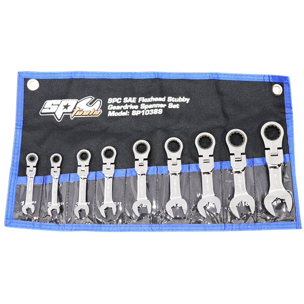 Sp Tools-Sp10389: 9Pc Sae Stubby Flexhead Geardrive Spanner Set