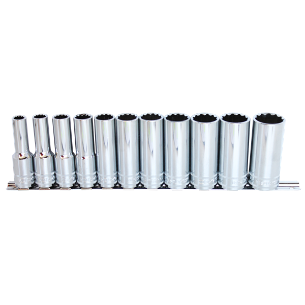 SP TOOLS-SP20340 Sp Tools-Sp20340: 1/2” Dr 12Pt Metric Deep Socket Rail Set• 10; 11; 12; 13; 14; 15; 16; 17; 19; 21; 22 & 24Mm Sockets