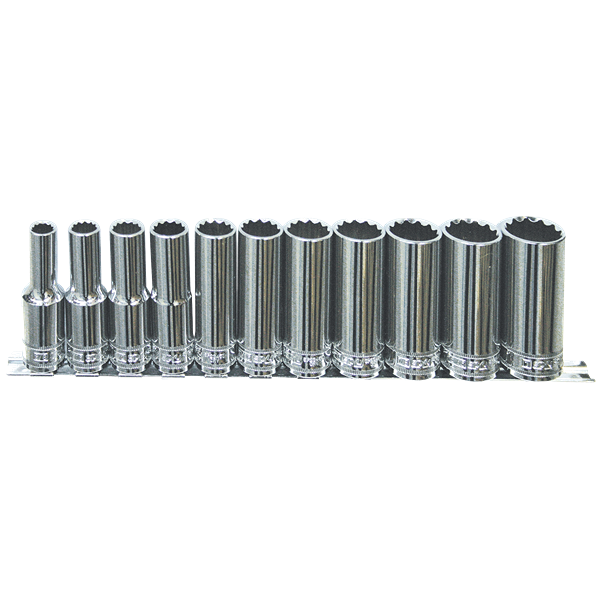 SP TOOLS-SP20341 Sp Tools-Sp20341: 1/2” Dr 12Pt 11Pc Sae Deep Socket Rail Set• 3/8; 7/16; 1/2; 9/16; 5/8; 11/16; 3/4; 13/16; 7/8; 15/16 & 1” Sockets