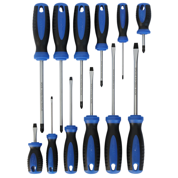 Sp Tools-Sp34002: 6 X Slotted Screwdrivers - 6.5*38; 3.0*75; 5.5*100; 6.5*100; 6*150 With Hex Bolster; 8*150 With Hex Bolster