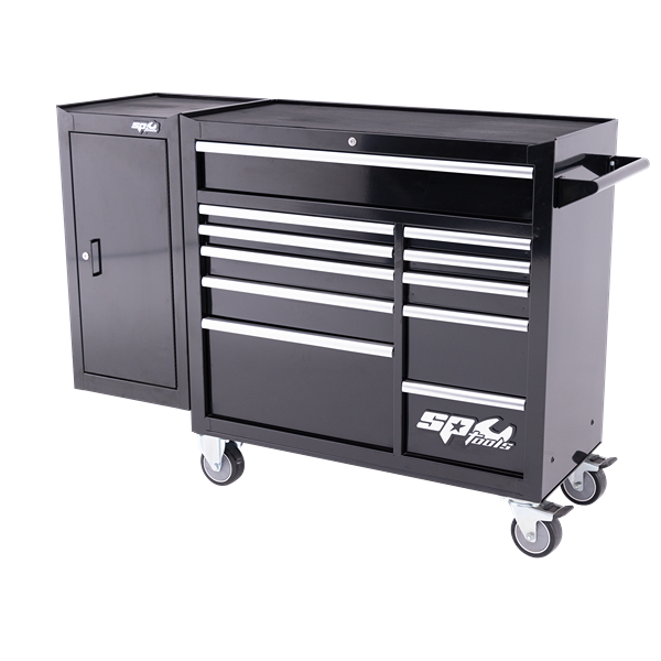 Sp Tools-Sp40160: 11 Drawer Roller Cabinet Tool Box With Side Cabinet (Black) (1480W X 480D X 1145H)