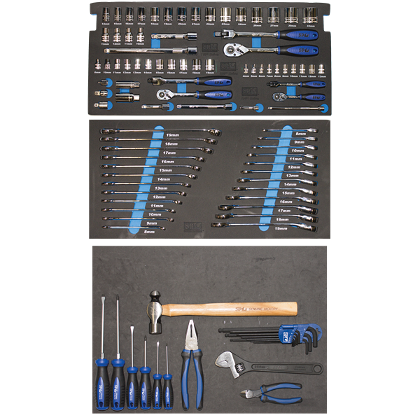 Sp Tools-Sp50028:  All Sockets; Socket Accessories And Ring Open End Spanners Come In Hi-Density Foam Tool Storage System (Eva).  Chrome Vanadium Steel For High Durability.  Flat Drive Technology To Maximize Grip.  High Polish Finishes To Provide Easy Clean-Up. 1/4Dr Sockets & Accessories