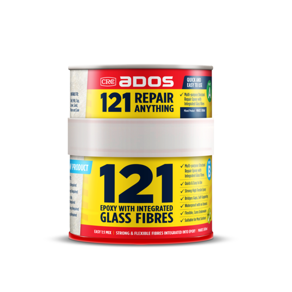 CRC-4420: The Revolutionary New Way To Make Repairs. Ados 121 Is An Epoxy Polymer With Glass Fibres Already Integrated Into The Hardener Making Use So Easy. All The Advantages Of Traditional Fibre Glassing With None Of The Disadvantages. Easy 1:1 Mixing