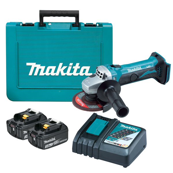 MAKITA-18V Angle Grinder 115Mm Li-Ion (Lf)-DGA452RFE Makita-18V Angle Grinder 115Mm Li-Ion (Lf)-Dga452Rfe: Includes 2 X 3.0Ah Batteries