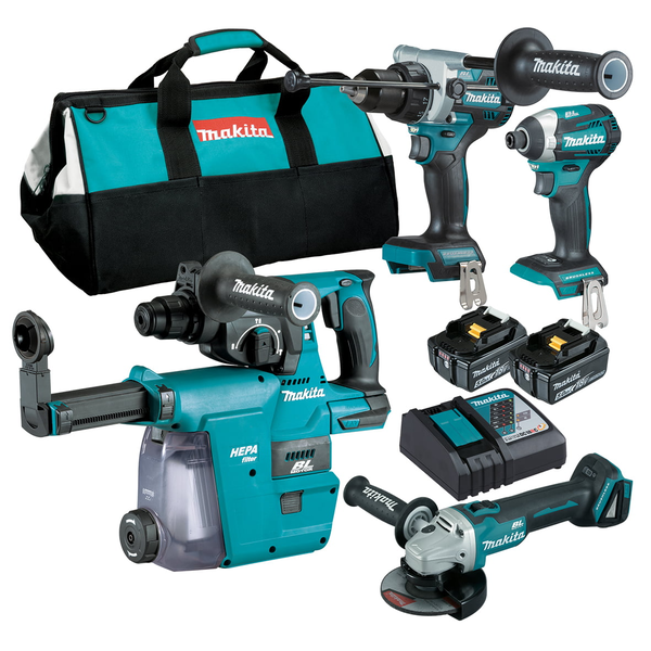 MAKITA-18V Brushless 4 Piece Combo Li-Ion-DLX4148TX1 Makita-18V Brushless 4 Piece Combo Li-Ion-Dlx4148Tx1: