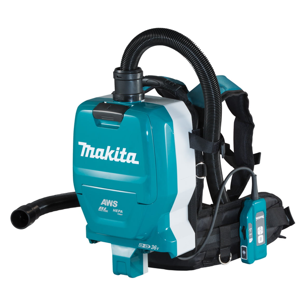 MAKITA-18V Brushless Aws Backpack Vacuum-DVC265ZXU Makita-18V Brushless Aws Backpack Vacuum-Dvc265Zxu: 2 Stage Power Selection For Optimum Suction Performance Auto-Start Wireless System (Aws) For On Demand Dust Extraction30 L/S Max Air Volume (1.8M³/Min) Up To 40 Minutes Run Time On High With Two 5.0Ah Batteries2L Dust Capacity With Hepa Filter