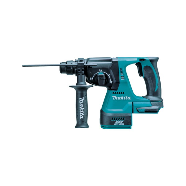 MAKITA-18V Brushless Rotary Hammer Li-Ion-DHR242Z Makita-18V Brushless Rotary Hammer Li-Ion-Dhr242Z: Dust Extraction Adaptor Keeps The Jobsite Clean As You Work 3-Mode Operation: For Both Drilling And Chipping In Masonry Material 2.0J Of Impact Energy For Efficient Drilling Of Masonry Unique Rubber Joint Suppresses Vibration To Battery