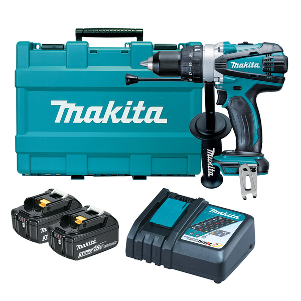 Makita-18V Hammer Driver Drill Li-Ion-Dhp458Rfe: Includes 2 X 3.0Ah Batteries