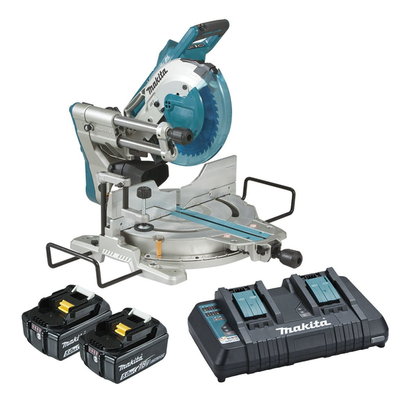 MAKITA-18V X 2 Bl (Aws) 10-1/4In Slide Saw (L)-DLS111PT2 Makita-18V X 2 Bl (Aws) 10-1/4In Slide Saw (L)-Dls111Pt2: Includes 2 X 5.0Ah Batteries And Same Time Dual Port Rapid Charger Large Cut Capacity Up To Max Width: 68 X 310Mm