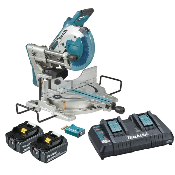 MAKITA-18V X 2 Bl Aws 10-1/4In Slide Saw (L)-DLS111PT2U Makita-18V X 2 Bl Aws 10-1/4In Slide Saw (L)-Dls111Pt2U: Includes 2 X 5.0Ah Batteries And Same Time Dual Port Rapid Charger Large Cut Capacity Up To Max Width: 68 X 310Mm