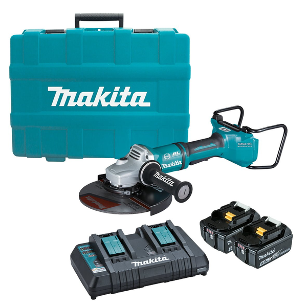 MAKITA-18V X 2 Bl Aws (9In) Angle Grinder (L)-DGA901T2U1 Makita-18V X 2 Bl Aws (9In) Angle Grinder (L)-Dga901T2U1: Includes 2 X 5.0Ah Batteries