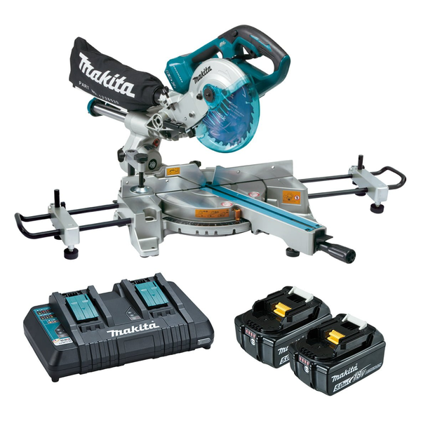 MAKITA-18V X 2 Brushless Slde Compound Saw (L)-DLS714PT2 Makita-18V X 2 Brushless Slde Compound Saw (L)-Dls714Pt2: Includes 2 X 5.0Ah Batteries And A Dual Port Rapid Charger Large Cut Capacity Up To 52 X 300Mm5